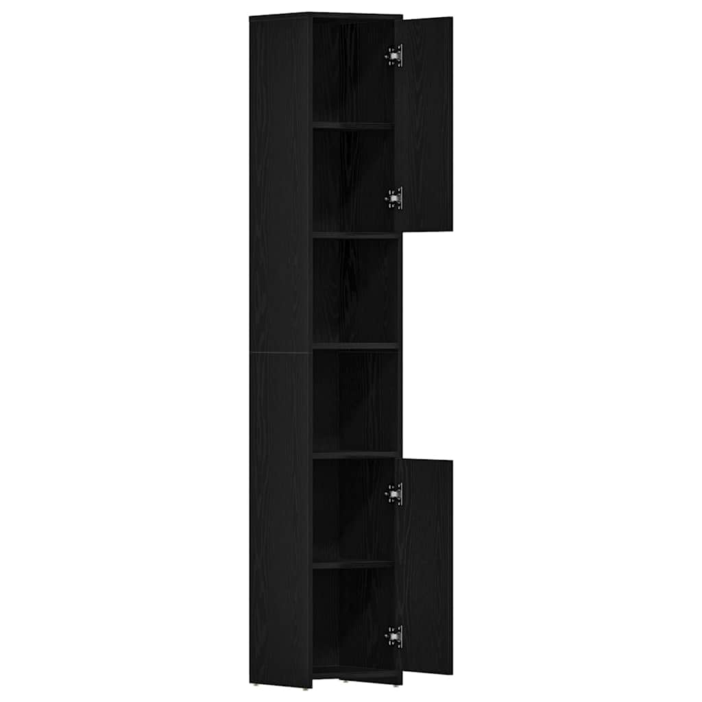 Black Oak Bathroom Cabinet - Engineered Wood 30x30x183.5 cm