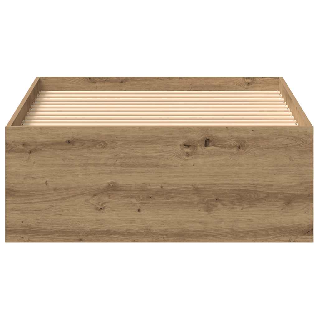 Artisan Oak Bed Frame 75x190 cm - Engineered Wood, No Mattress