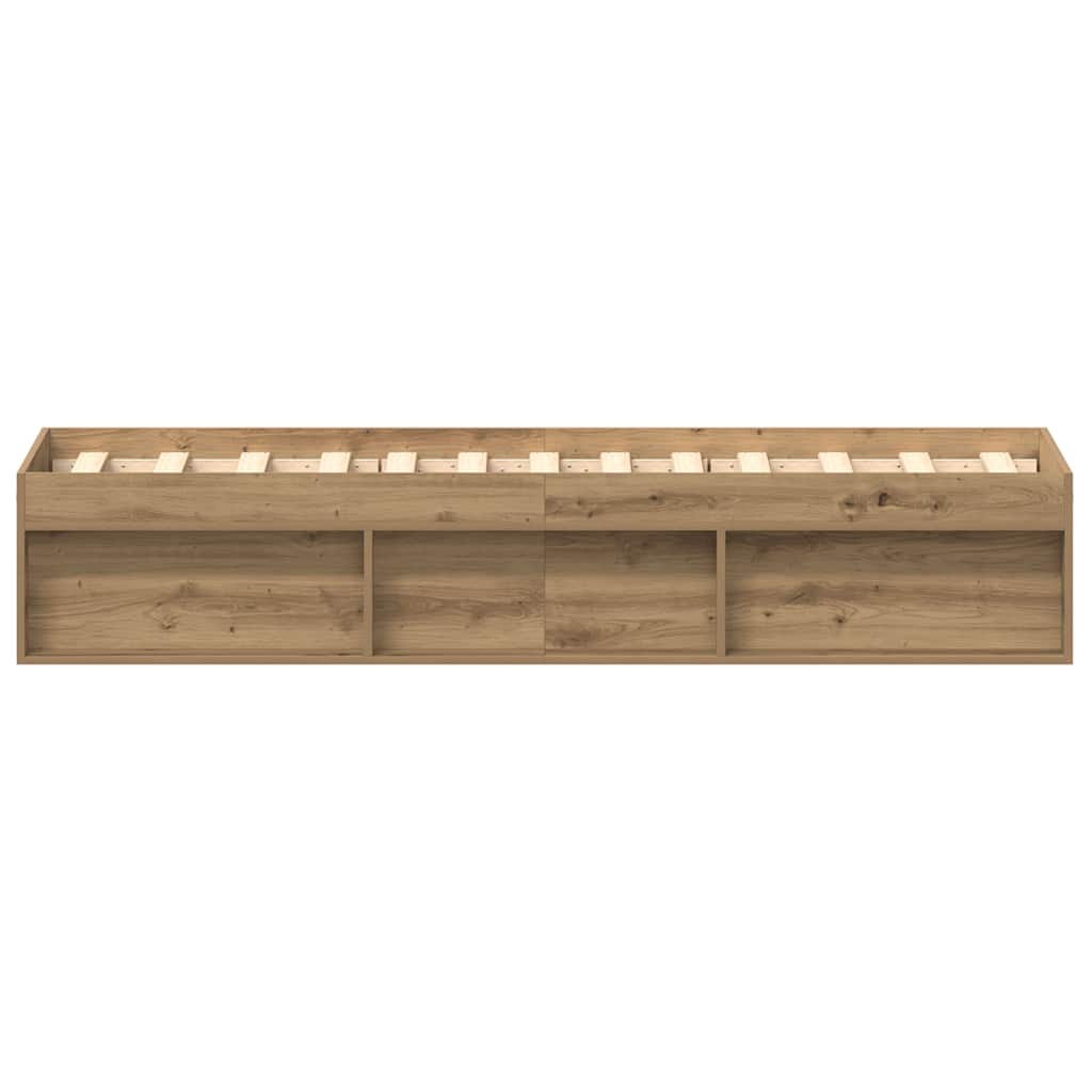Artisan Oak Bed Frame 75x190 cm - Engineered Wood, No Mattress