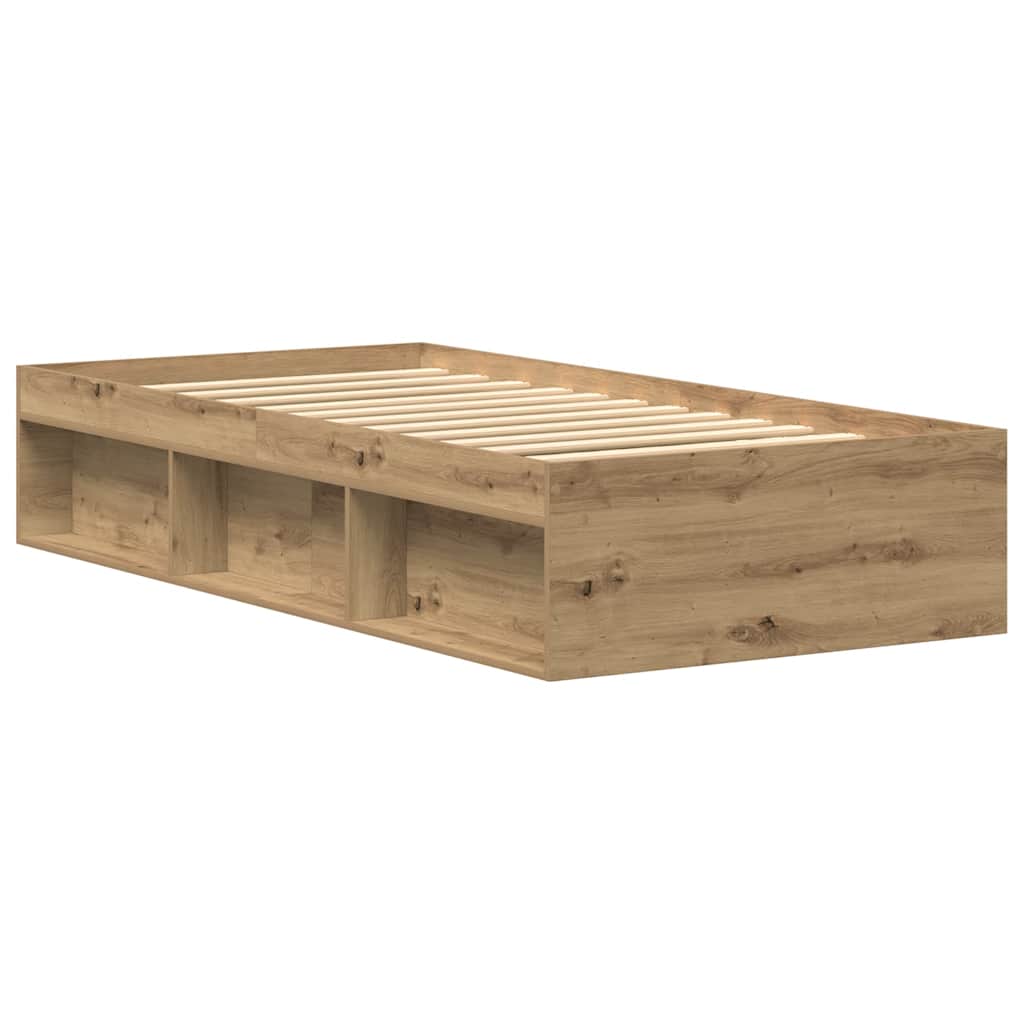 Artisan Oak Bed Frame 75x190 cm - Engineered Wood, No Mattress