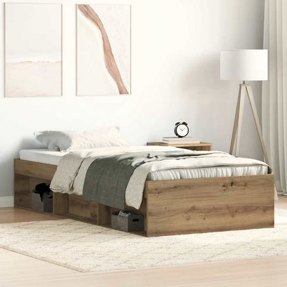 Artisan Oak Bed Frame 75x190 cm - Engineered Wood, No Mattress