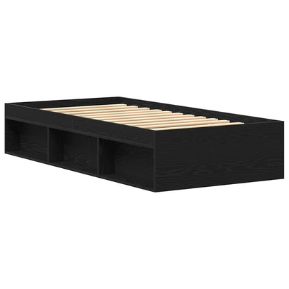 Black Oak Bed Frame 75x190 cm - Engineered Wood, No Mattress