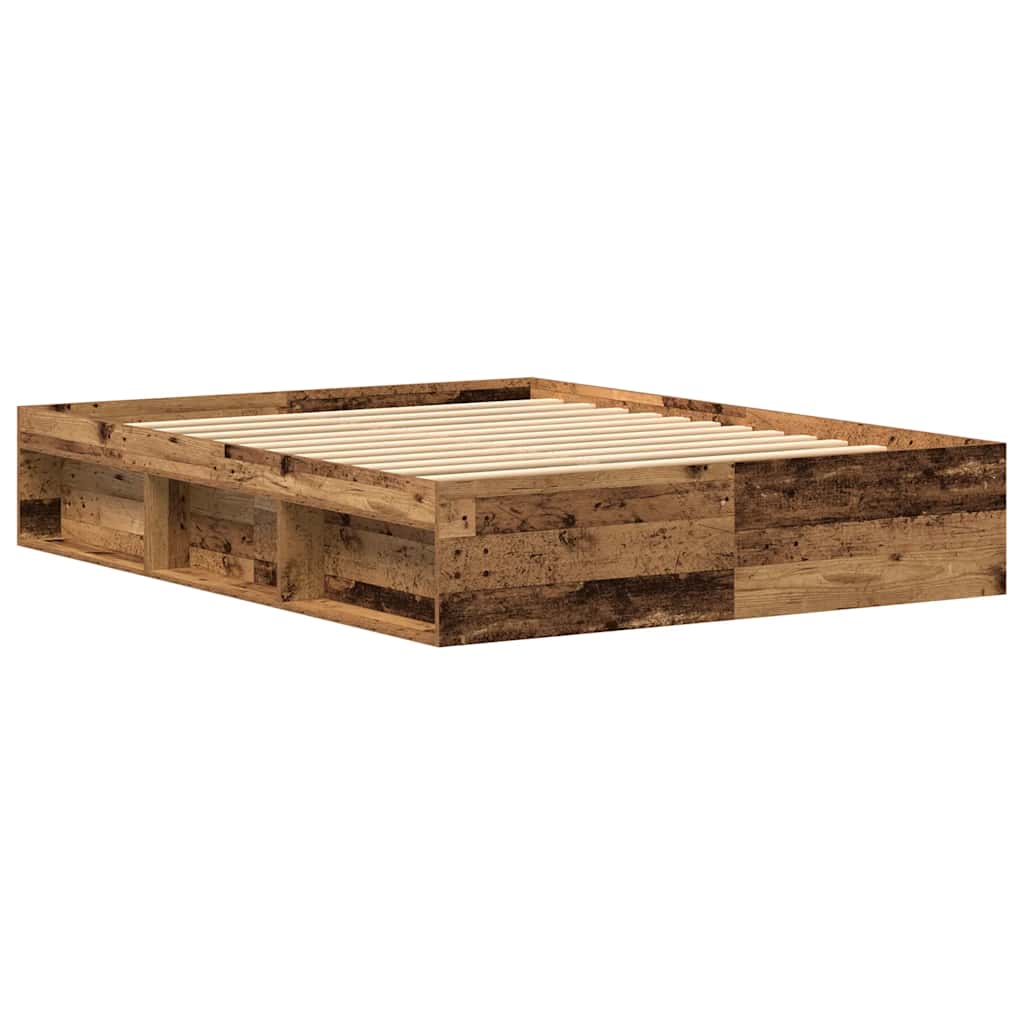 Rustic Old Wood Bed Frame 150x200 cm - Engineered Wood Design