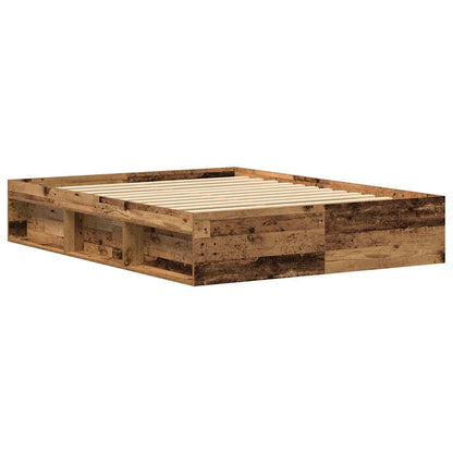 Rustic Old Wood Bed Frame 150x200 cm - Engineered Wood Design