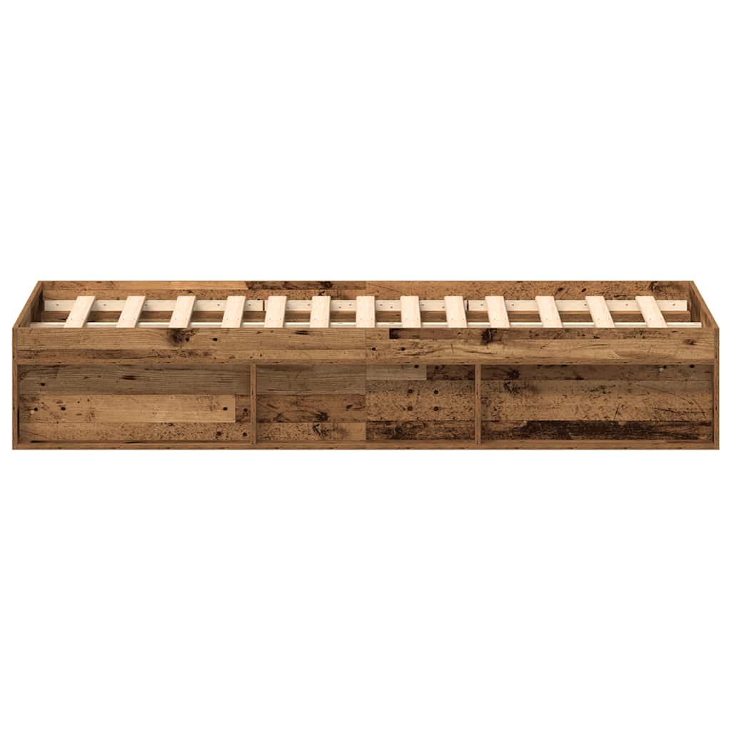 Rustic Old Wood Bed Frame 150x200 cm - Engineered Wood Design