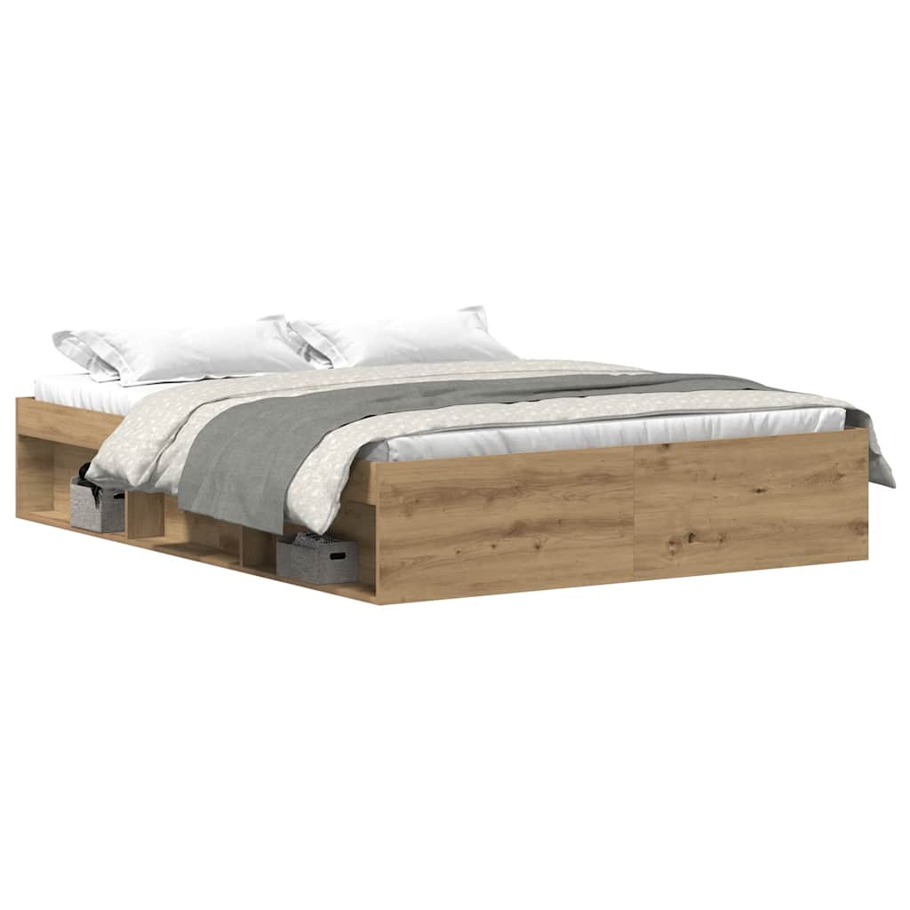 Artisan Oak Bed Frame 150x200 cm - Engineered Wood Elegance