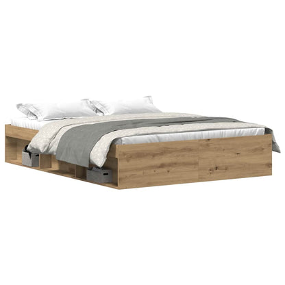 Artisan Oak Bed Frame 150x200 cm - Engineered Wood Elegance