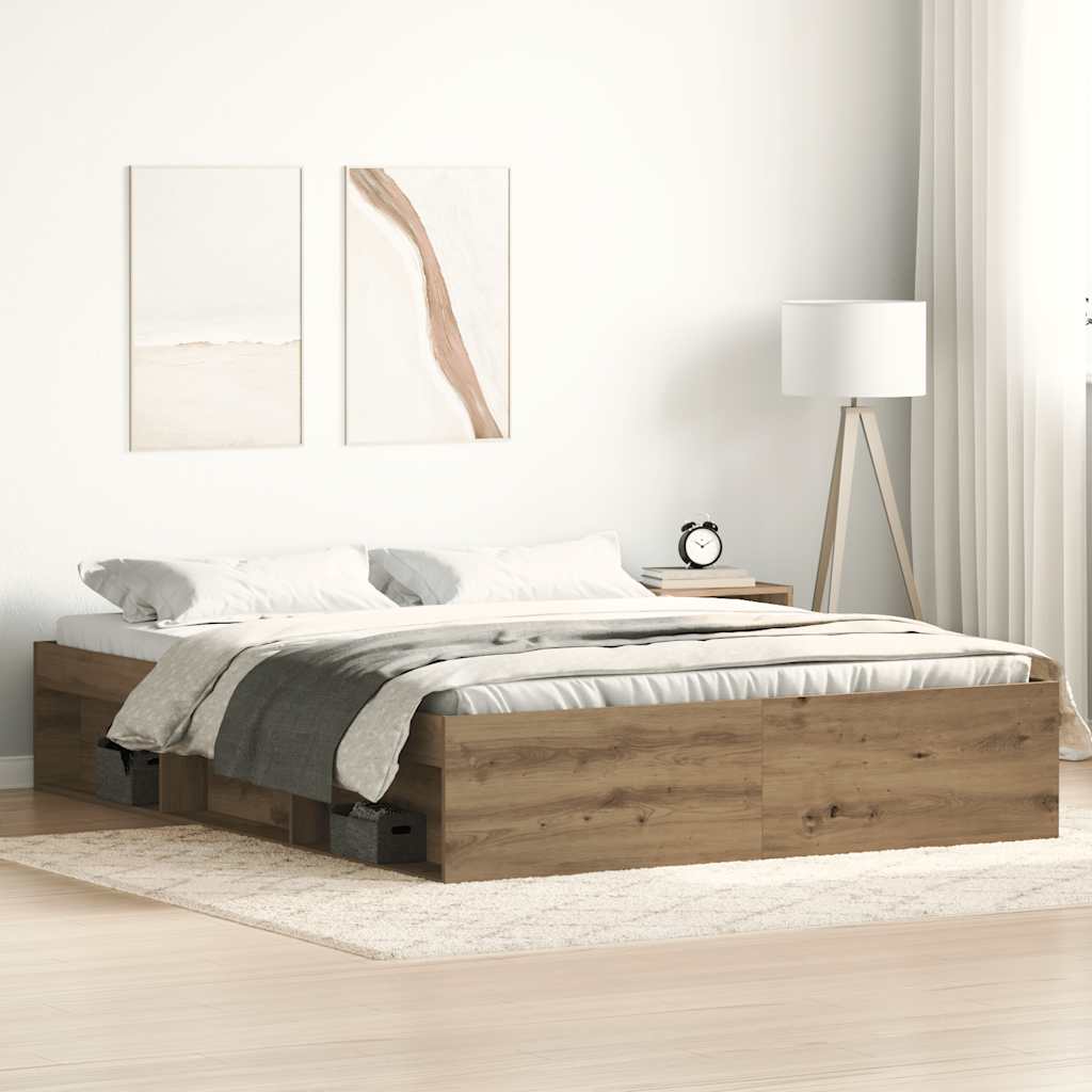 Artisan Oak Bed Frame 150x200 cm - Engineered Wood Elegance