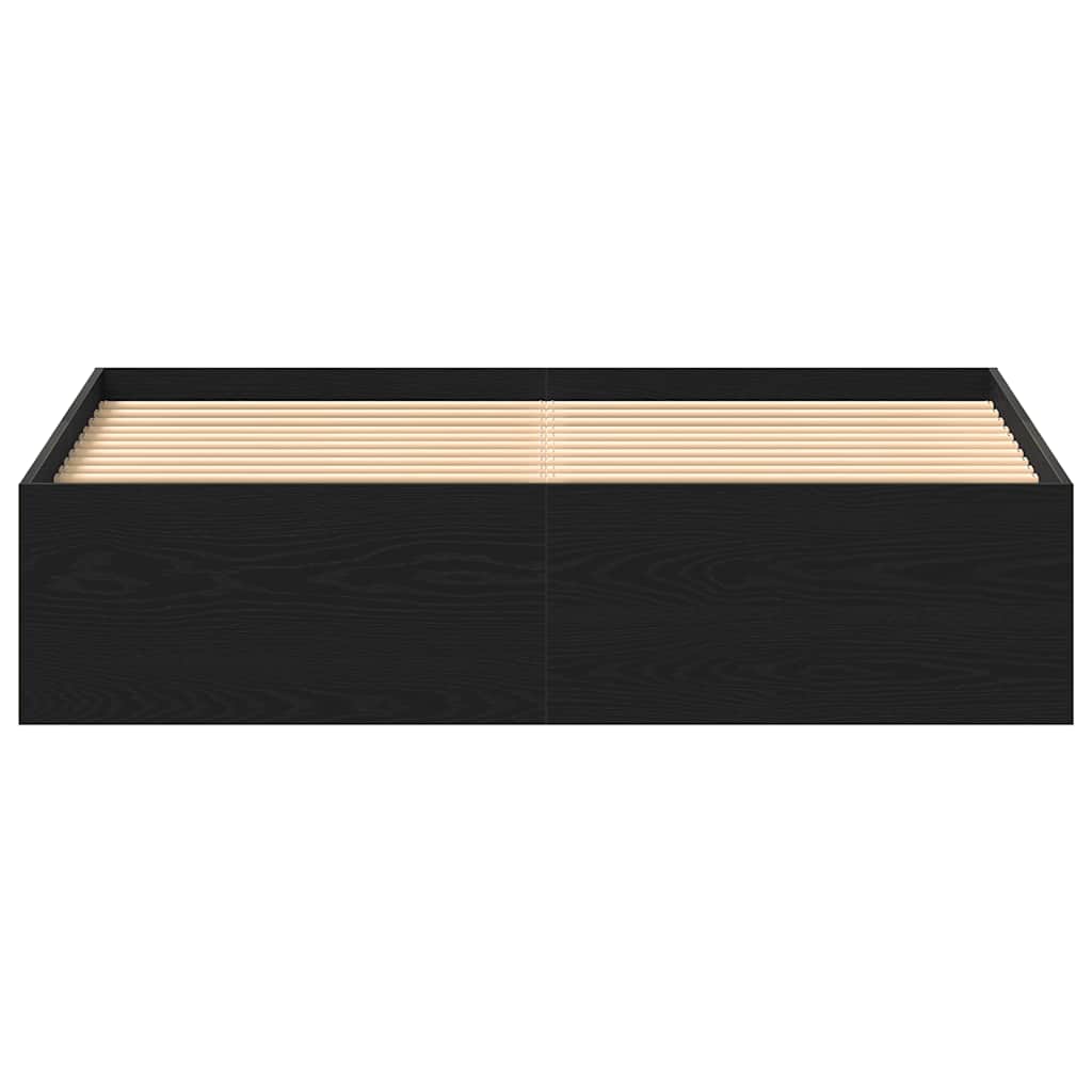 Black Oak Bed Frame 150x200 cm - Engineered Wood, No Mattress
