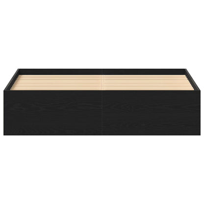 Black Oak Bed Frame 150x200 cm - Engineered Wood, No Mattress