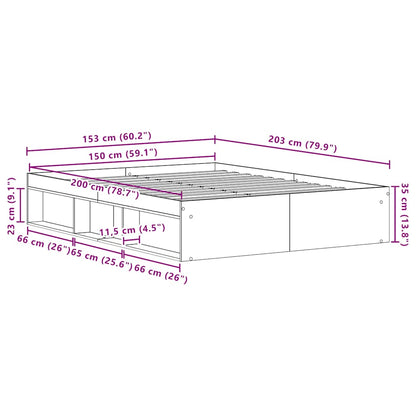 Black Oak Bed Frame 150x200 cm - Engineered Wood, No Mattress