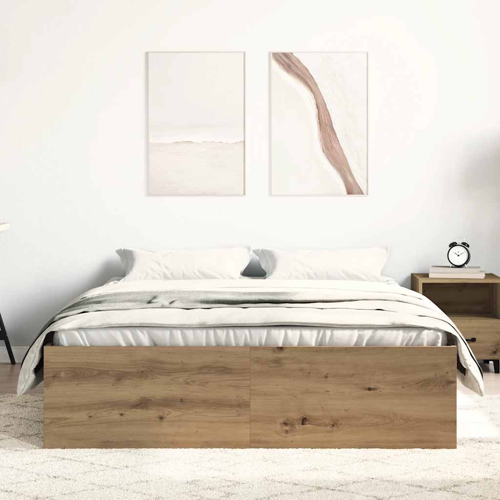 Artisan Oak Bed Frame 135x190 cm - Durable Engineered Wood