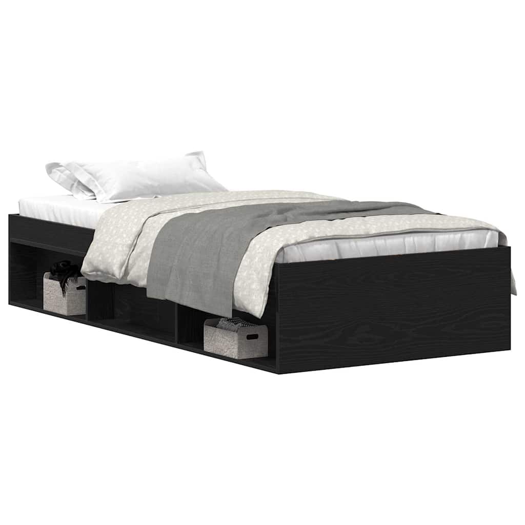 Black Oak Engineered Wood Bed Frame 90x190 cm (Mattress Not Included)
