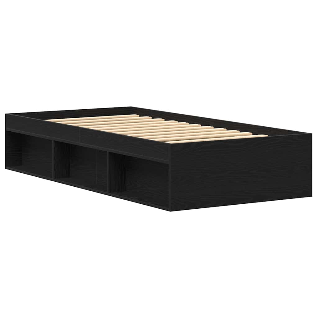 Black Oak Engineered Wood Bed Frame 90x190 cm (Mattress Not Included)