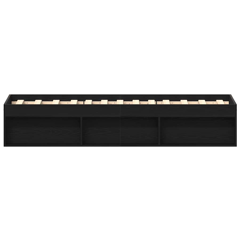 Black Oak Engineered Wood Bed Frame 90x190 cm (Mattress Not Included)