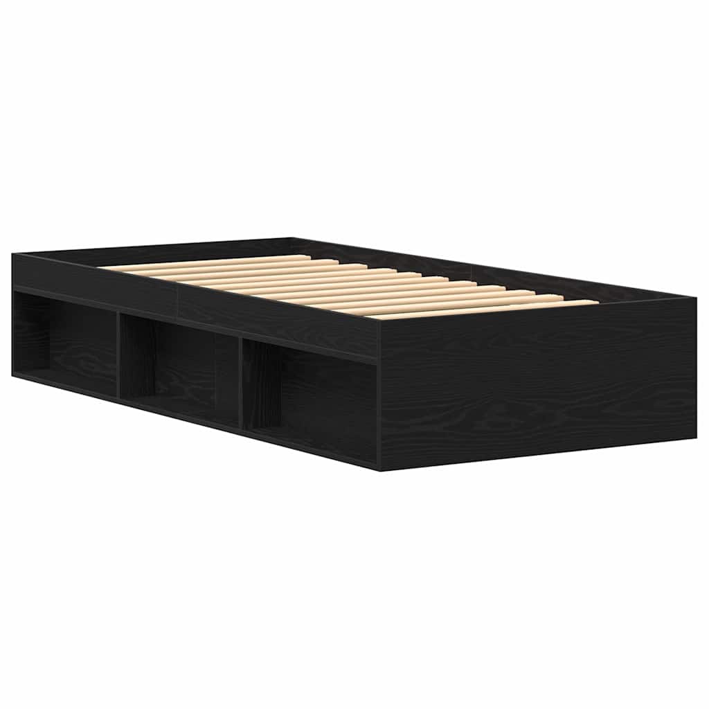 Black Oak Engineered Wood Bed Frame 90x190 cm (Mattress Not Included)