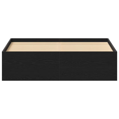 Black Oak 140x200 cm Bed Frame - Engineered Wood, No Mattress