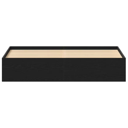 Black Oak Bed Frame 150x200 cm - Sturdy Engineered Wood Design