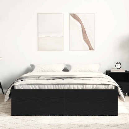 Black Oak Bed Frame 120x190 cm - Engineered Wood, No Mattress