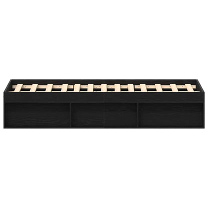 Black Oak Bed Frame 120x190 cm - Engineered Wood, No Mattress