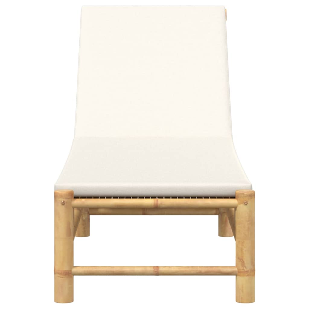 Comfortable Bamboo Sun Lounger with Cushions, 55x199x30 cm