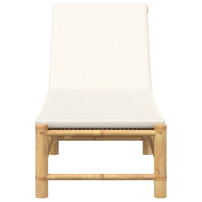 Comfortable Bamboo Sun Lounger with Cushions, 55x199x30 cm