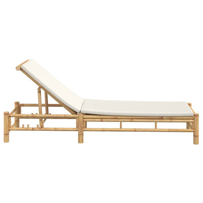 Comfortable Bamboo Sun Lounger with Cushions, 55x199x30 cm