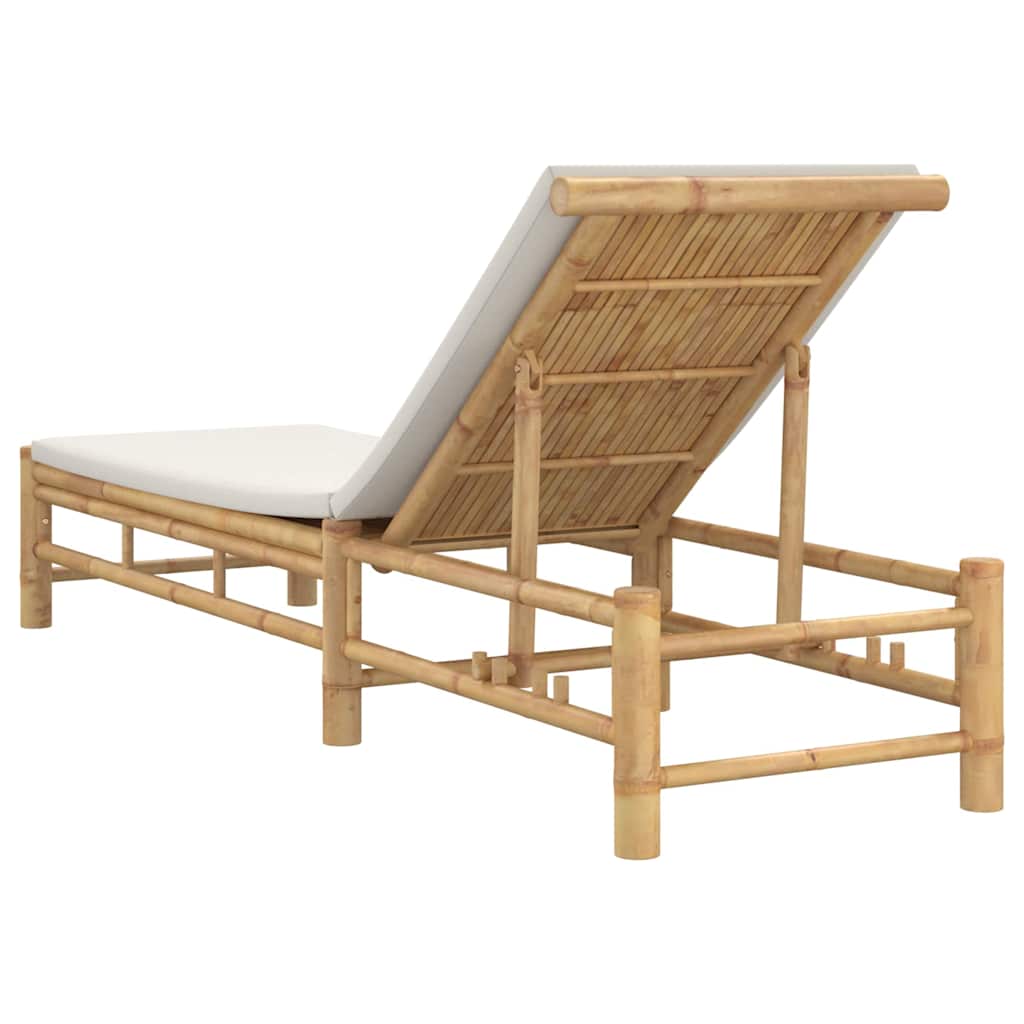 Comfortable Bamboo Sun Lounger with Cushions, 55x199x30 cm