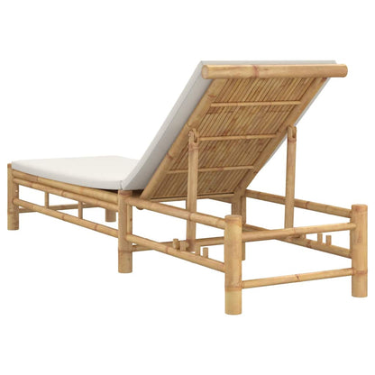 Comfortable Bamboo Sun Lounger with Cushions, 55x199x30 cm