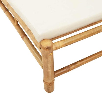 Comfortable Bamboo Sun Lounger with Cushions, 55x199x30 cm