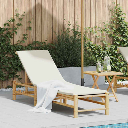 Comfortable Bamboo Sun Lounger with Cushions, 55x199x30 cm