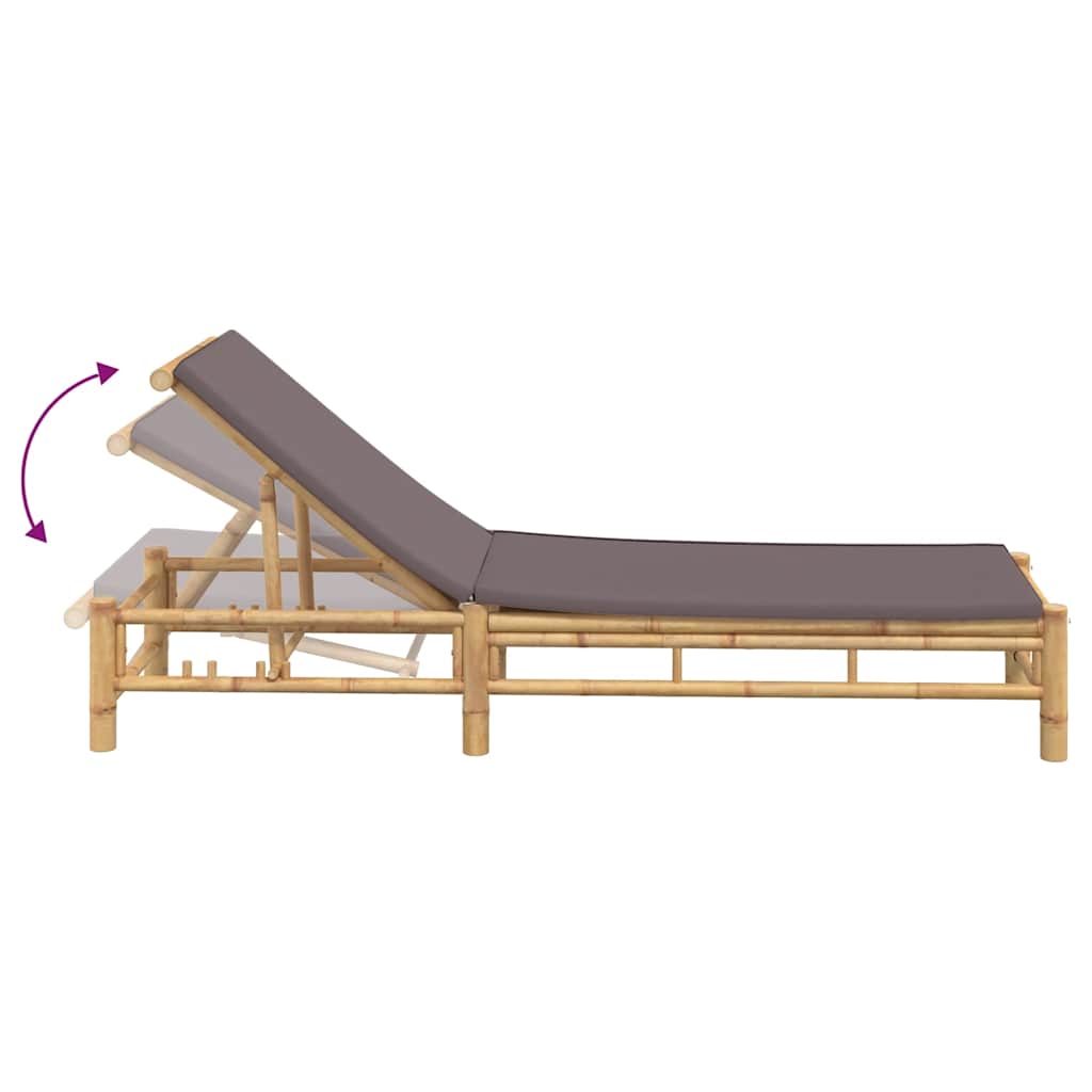 Bamboo Sun Lounger with Cushions 55x199x30 cm - Relax in Style