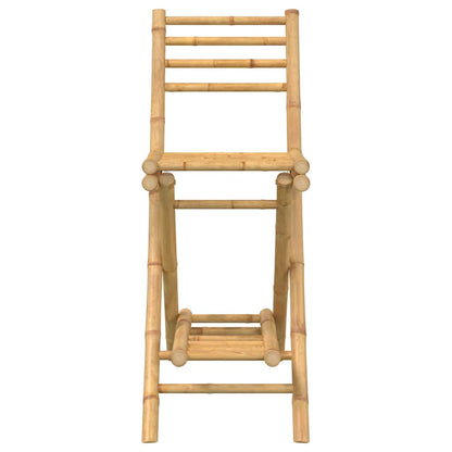 Foldable Bamboo Outdoor Bar Stools with Footrests, Set of 2