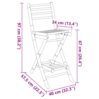 Foldable Bamboo Outdoor Bar Stools with Footrests, Set of 2
