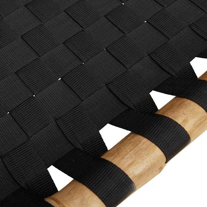 Bamboo Sun Lounger with Black Woven Webbing - 55x200x30 cm
