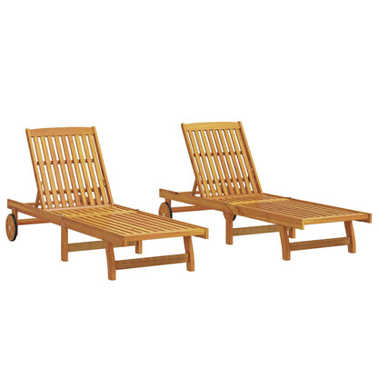 Stylish Solid Acacia Wood Sun Loungers 2-Piece Set