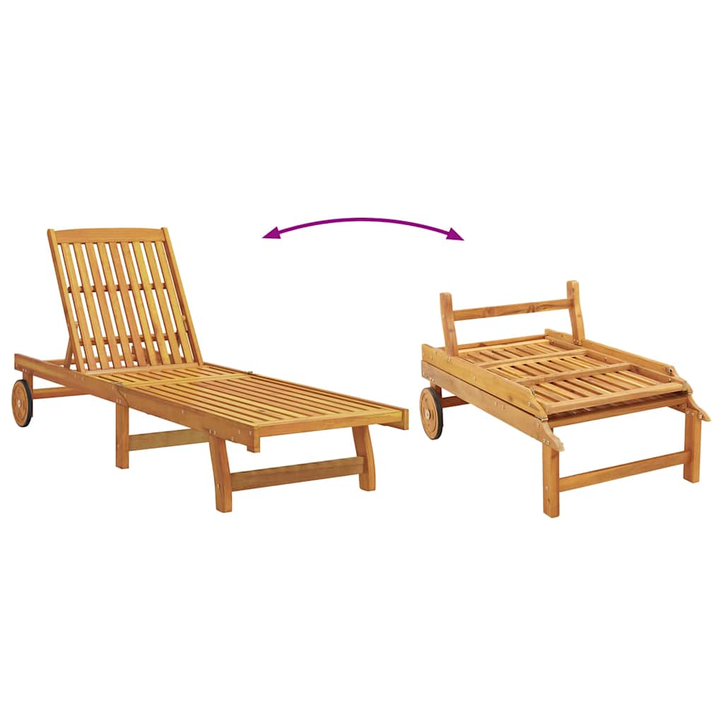 Stylish Solid Acacia Wood Sun Loungers 2-Piece Set