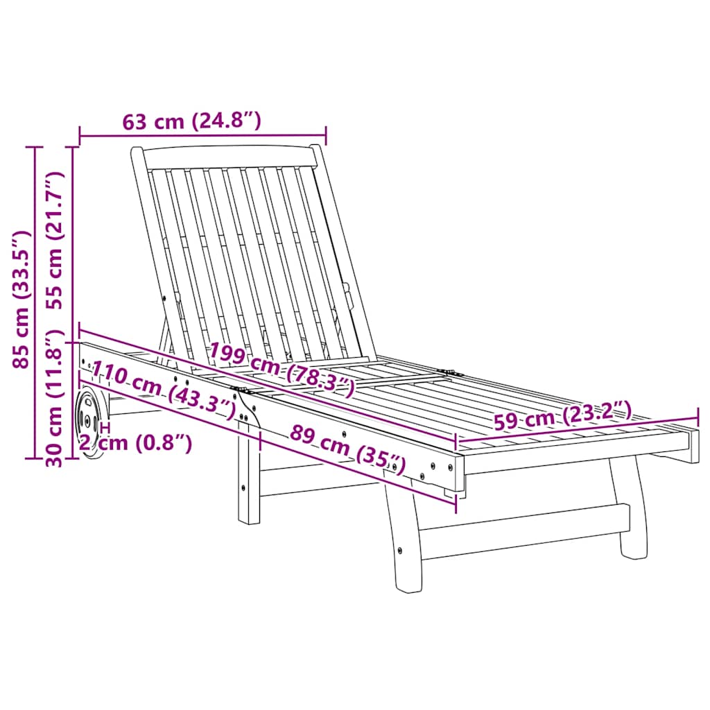 Stylish Solid Acacia Wood Sun Loungers 2-Piece Set