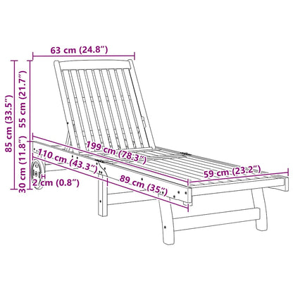 Stylish Solid Acacia Wood Sun Loungers 2-Piece Set