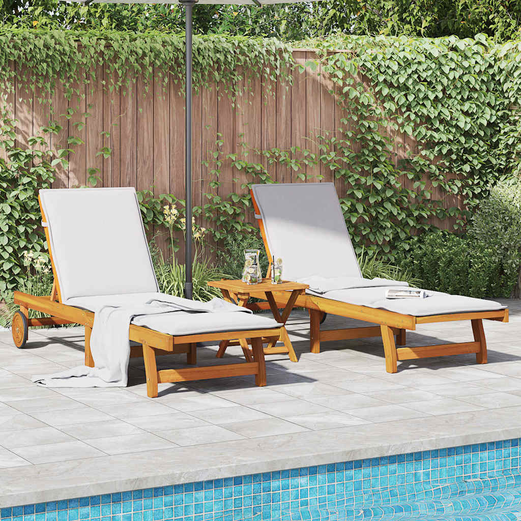 Stylish Solid Acacia Wood Sun Loungers 2-Piece Set