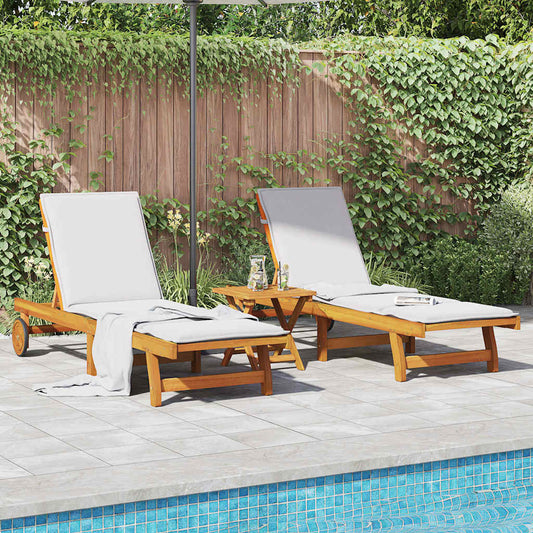 Stylish Solid Acacia Wood Sun Loungers 2-Piece Set