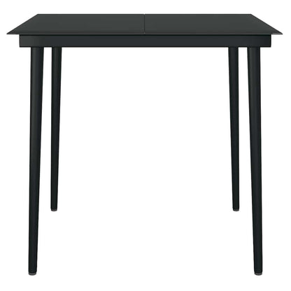 3 Piece Garden Dining Set Black Poly Rattan Glass