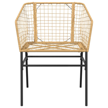 3 Piece Garden Dining Set Brown Poly Rattan Glass