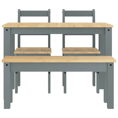 4 Piece Dining Set Panama Grey Solid Wood Pine