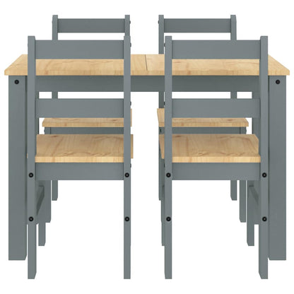 5 Piece Dining Set Panama Grey Solid Wood Pine