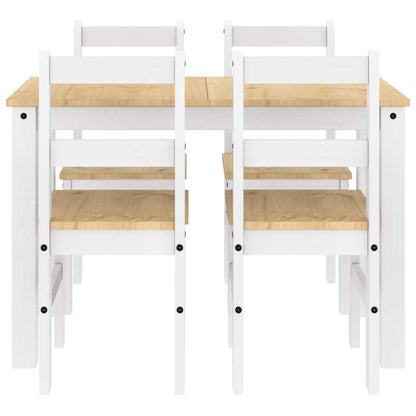 5 Piece Dining Set Panama White Solid Wood Pine