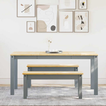 3 Piece Dining Set Panama Grey Solid Wood Pine