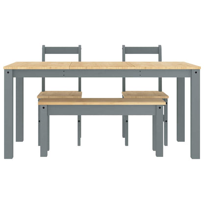 4 Piece Dining Set Panama Grey Solid Wood Pine