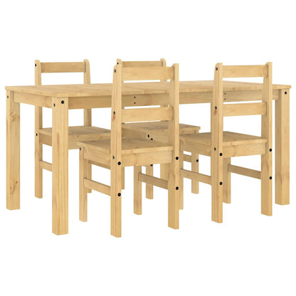 5 Piece Dining Set Panama Solid Wood Pine