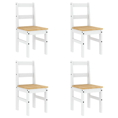 5 Piece Dining Set Panama White Solid Wood Pine